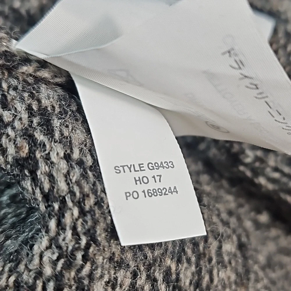J. Crew 100% Lamb's Wool Charcoal Marled Knit Shawl Collar Slim Fit Sweater